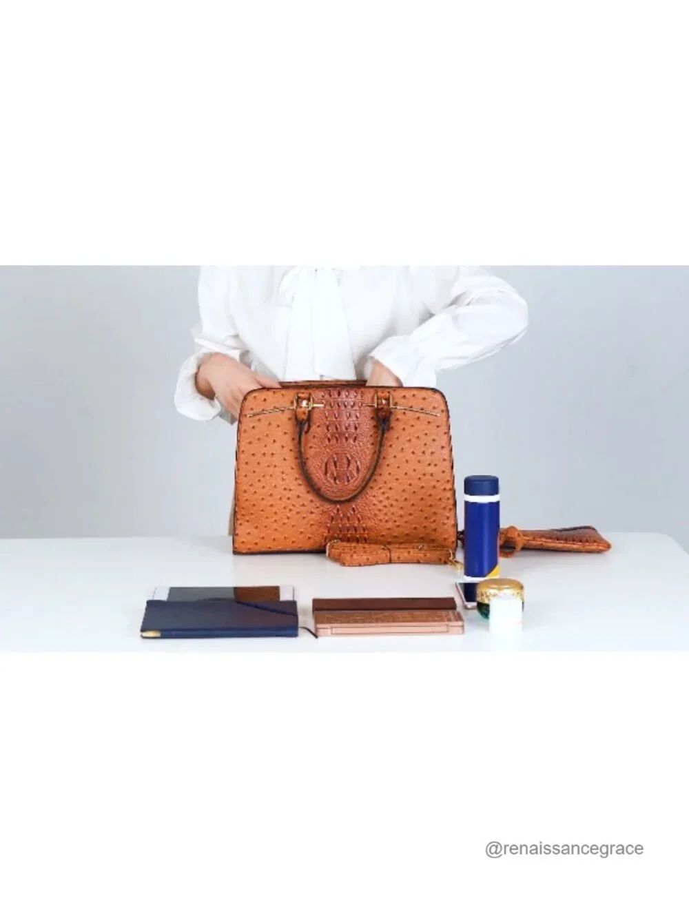 Vegan Leather Satchel Tote Set with Clutch and Adjustable Strap